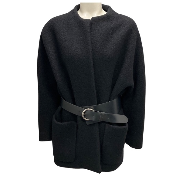 BA&SH BLACK NOIR MANTEAU CLIF WOOL LADY COAT - Picture 1 of 8